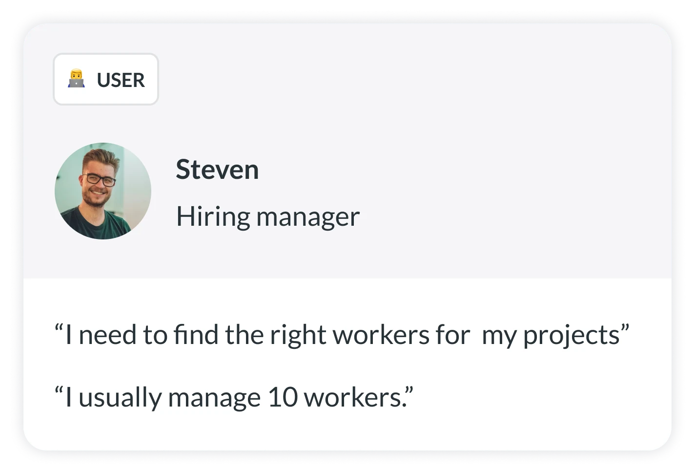 User persona — Steven, hiring manager
