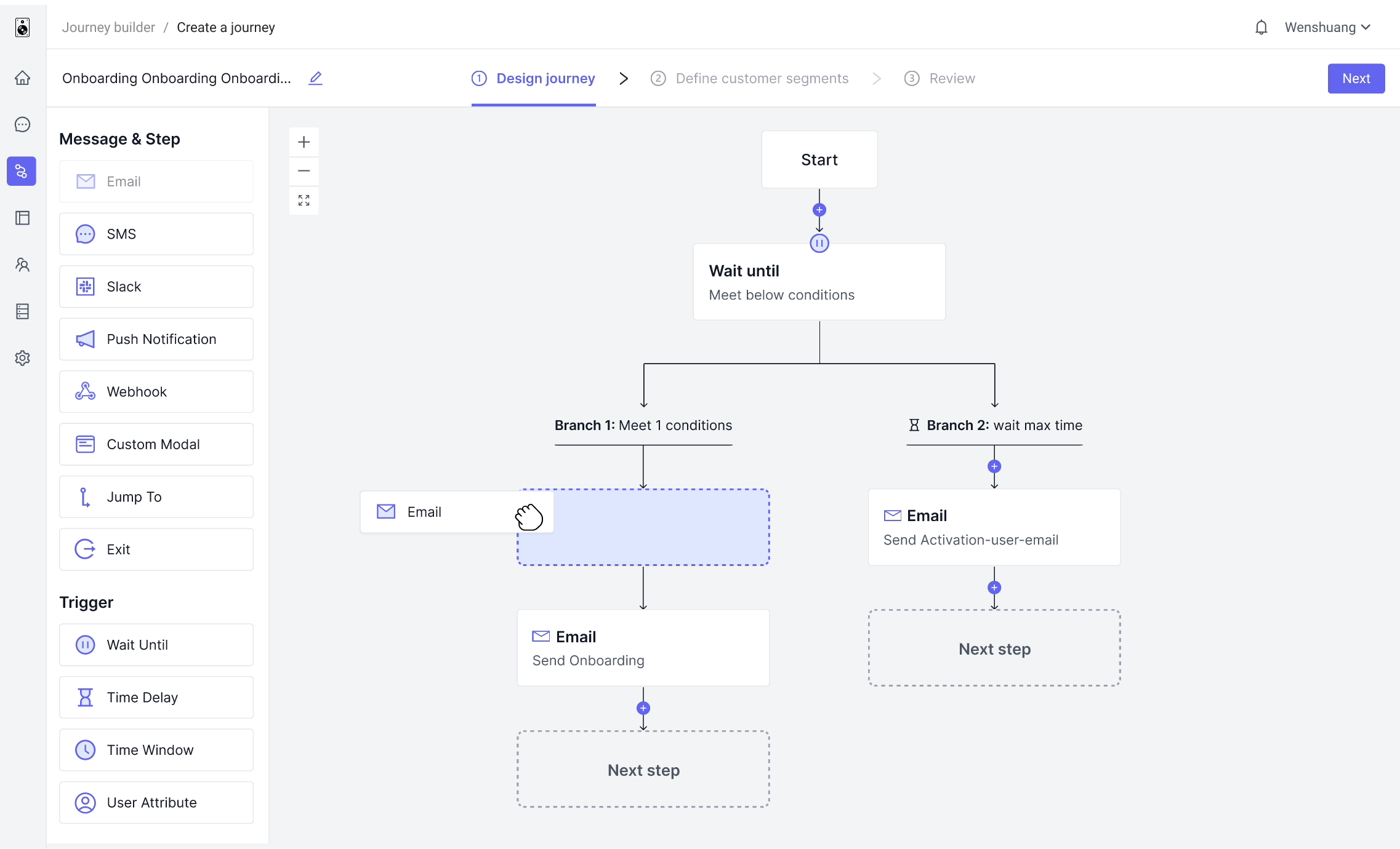 Visual hints guiding the user through each step
