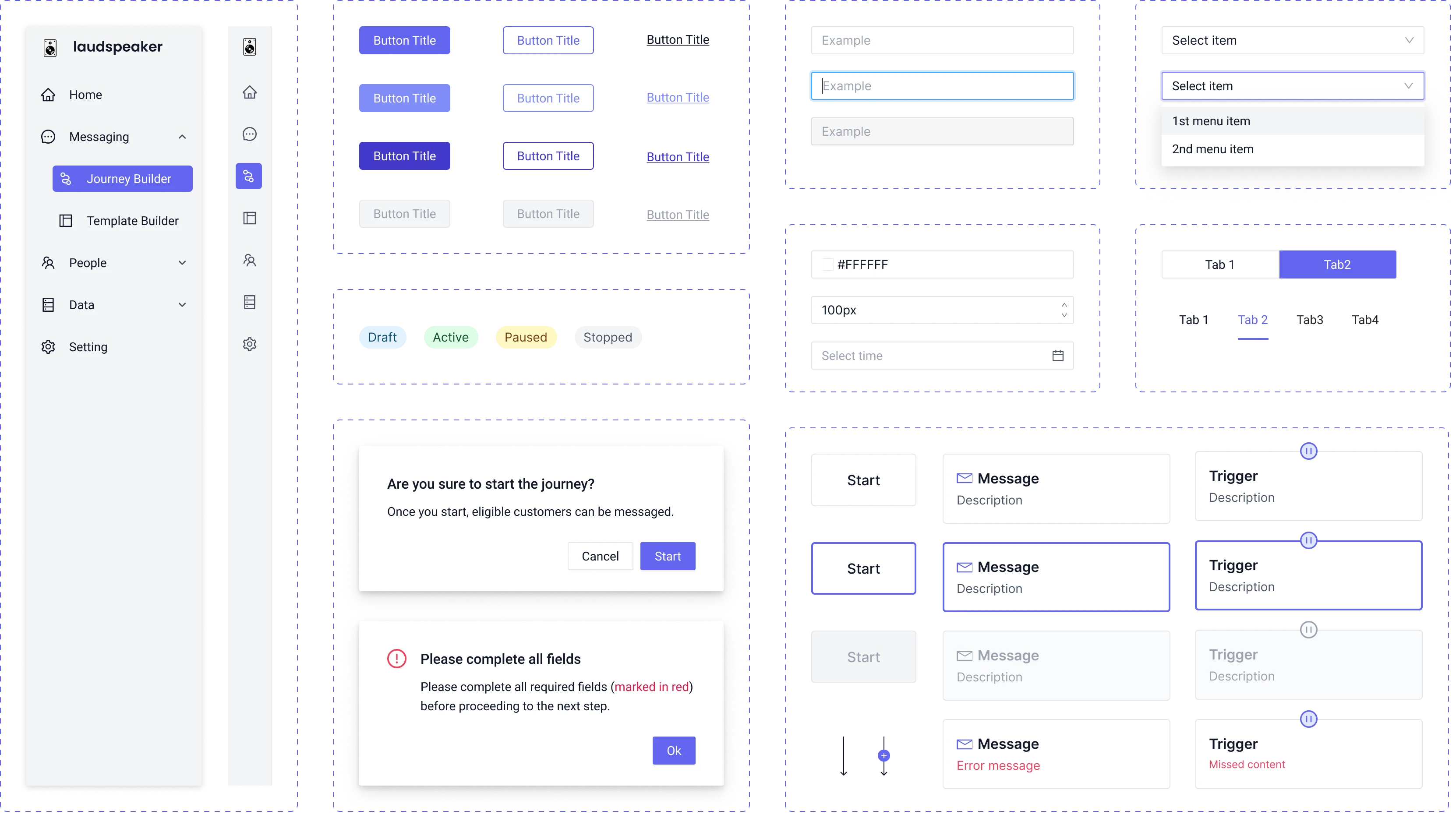 UI component library used across the journey builder